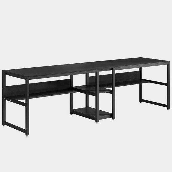 Industrial 2 Person Double Desk, 79 Inch Top with Under Shelf, Black -BM336914
