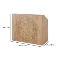 Reception Desk with Open Shelf, 46 Inch Round Carved Brown Wood -BM336915