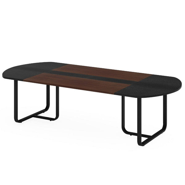 Executive Office Desk, 71 Inch Brown Top w Curved Edges, Black Metal -BM336918