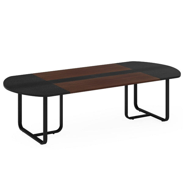 Executive Office Desk, 71 Inch Brown Top w Curved Edges, Black Metal -BM336918
