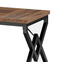 Executive Desk, 63 Inch Rustic Wood Top, X Design Black Metal Frame -BM336920