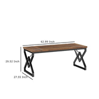 Executive Desk, 63 Inch Rustic Wood Top, X Design Black Metal Frame -BM336920