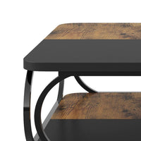 Coffee Table w Lower Shelf, Black n Rustic Brown Patchwork, 39 Inch -BM336924