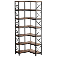 Corner Bookcase, 7 Tier w 14 Open Shelves, 79 Inch Industrial Black -BM336925