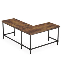 Reversible Corner L Computer Desk, Wood Grain Top, 67 Inch Metal Frame -BM336930
