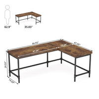 Reversible Corner L Computer Desk, Wood Grain Top, 67 Inch Metal Frame -BM336930