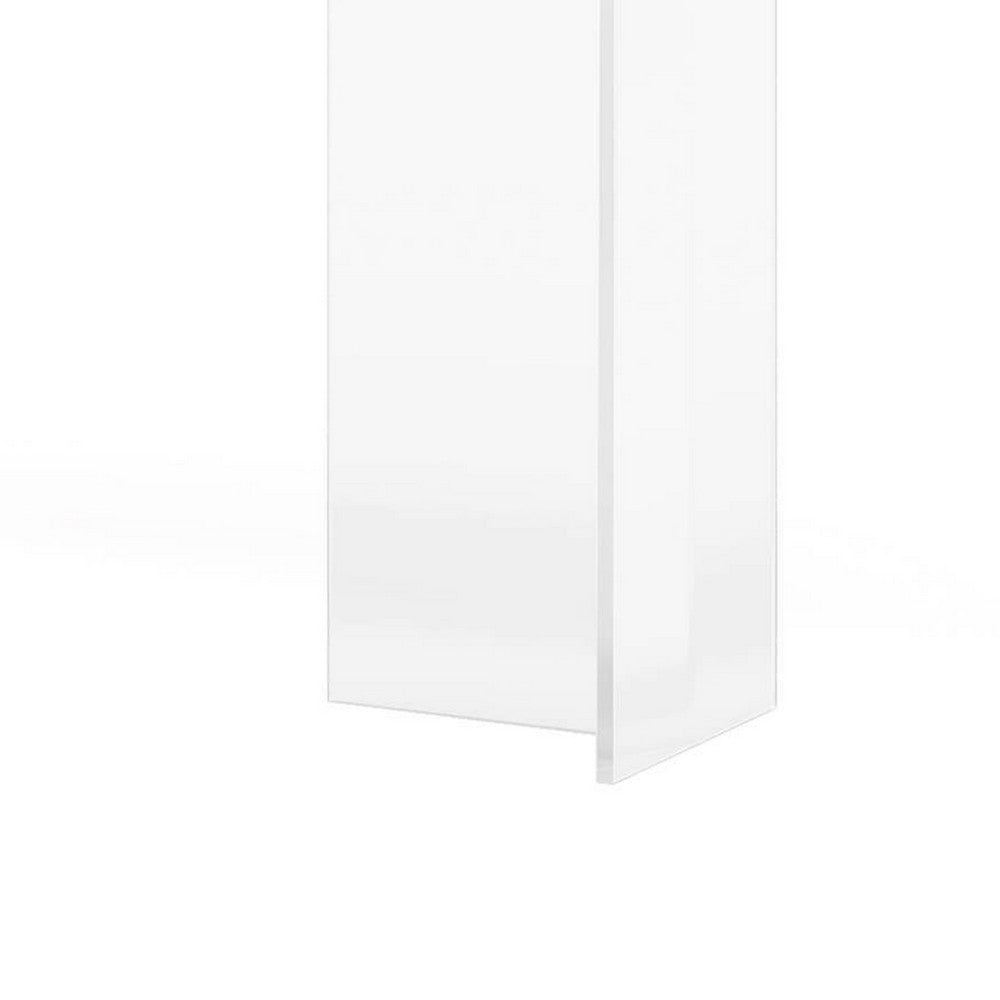 Sofa Console Table, 47 Inch Brown Top w Wave Edges, Clear Acrylic Legs -BM336931