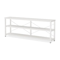 Sofa Console Table, 3 Tier Wood Shelves, 71 Inch White Metal Frame -BM336932