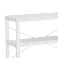 Sofa Console Table, 3 Tier Wood Shelves, 71 Inch White Metal Frame -BM336932