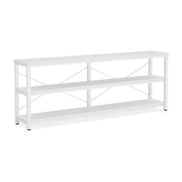 Sofa Console Table, 3 Tier Wood Shelves, 71 Inch White Metal Frame -BM336932