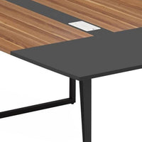 Office Conference Table, Brown Black Metal, 71 Inch Boat Shaped -BM336933