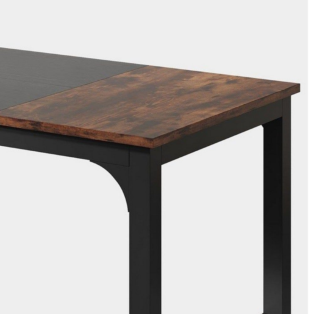 Office Conference Table, 63 Inch Brown Rectangular Top, Black Metal -BM336934