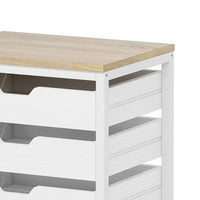 Mobile Office Cabinet, 5 Drawers w Open Handles, Rustic Brown White -BM336936