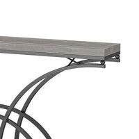 Sofa Console Table, 71 Inch Gray Faux Marble Top and Black Metal Frame -BM336938