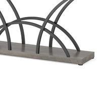 Sofa Console Table, 71 Inch Gray Faux Marble Top and Black Metal Frame -BM336938