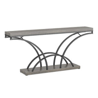 Sofa Console Table, 71 Inch Gray Faux Marble Top and Black Metal Frame -BM336938
