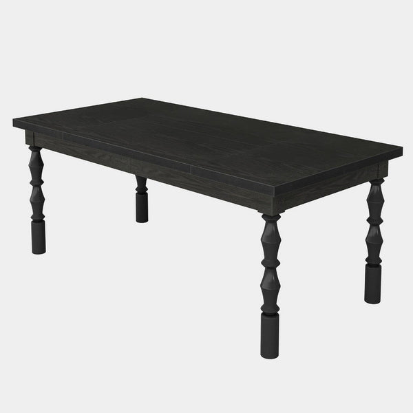 Weny Dining Table, Black Wood 62 Inch Rectangle Top, Carved Legs -BM336942