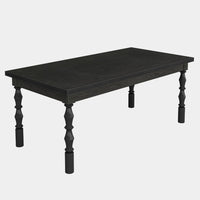 Weny Dining Table, Black Wood 62 Inch Rectangle Top, Carved Legs -BM336942