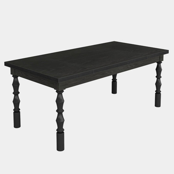 Weny Dining Table, Black Wood 62 Inch Rectangle Top, Carved Legs -BM336942
