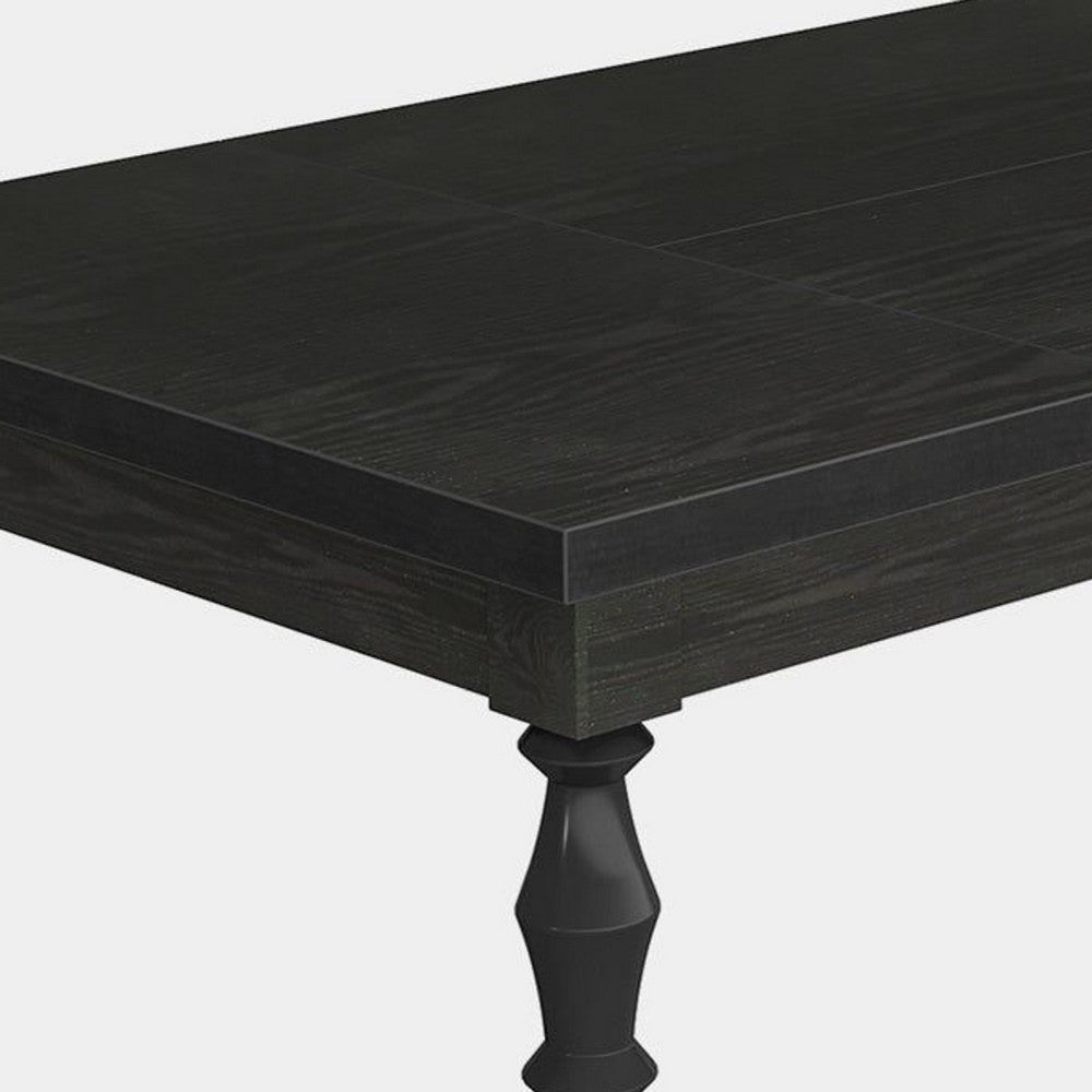 Weny Dining Table, Black Wood 62 Inch Rectangle Top, Carved Legs -BM336942