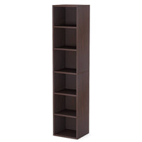 Siny Corner Display Shelf, 71 Inch Tall 6 Shelves, Walnut Brown Wood -BM336943