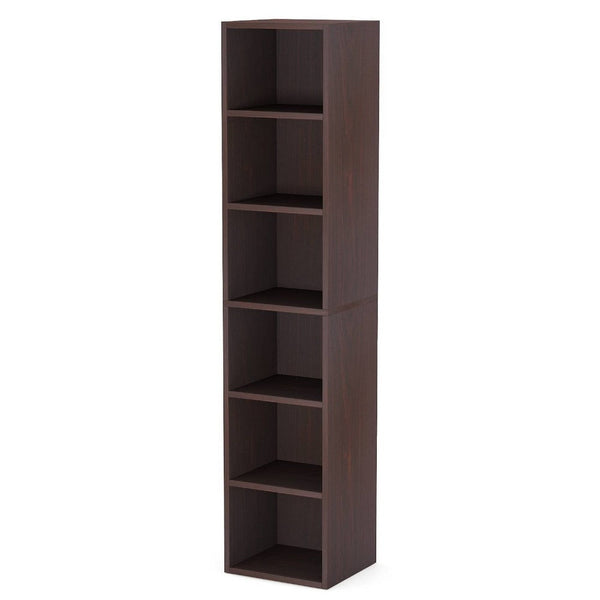 Siny Corner Display Shelf, 71 Inch Tall 6 Shelves, Walnut Brown Wood -BM336943