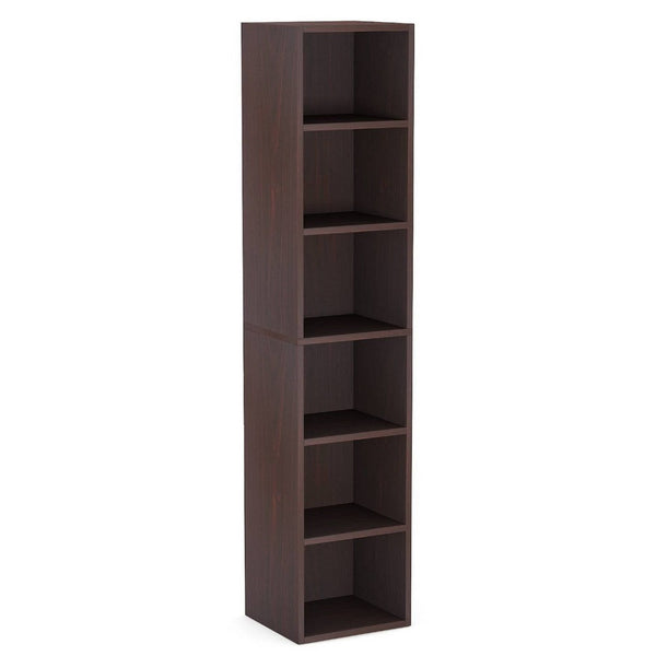 Siny Corner Display Shelf, 71 Inch Tall 6 Shelves, Walnut Brown Wood -BM336943