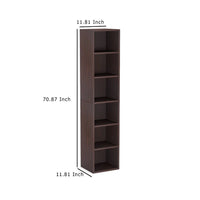 Siny Corner Display Shelf, 71 Inch Tall 6 Shelves, Walnut Brown Wood -BM336943