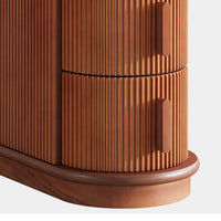 Lixy Side End Table, Narrow 24 Inch 3 Oval Drawers, Solid Brown Wood -BM336946