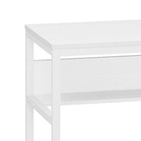 Gizy Double Computer Desk, 79 Inch, Open Shelves, White Metal Legs -BM336949