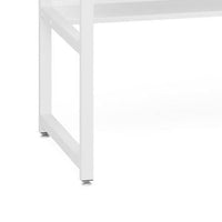 Gizy Double Computer Desk, 79 Inch, Open Shelves, White Metal Legs -BM336949
