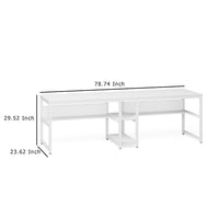 Gizy Double Computer Desk, 79 Inch, Open Shelves, White Metal Legs -BM336949