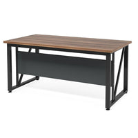 Tibe Computer Desk, 55 Inch Rectangle Top, Brown Wood Black Metal Legs -BM336951