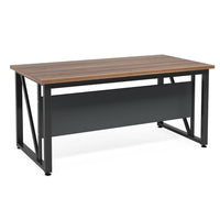 Tibe Computer Desk, 55 Inch Rectangle Top, Brown Wood Black Metal Legs -BM336951