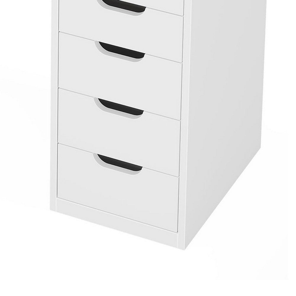 Computer Desk w 5 Drawers and White Metal Legs, 47 Inch Brown Wood Top -BM336952