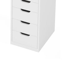 Computer Desk w 5 Drawers and White Metal Legs, 47 Inch Brown Wood Top -BM336952
