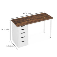 Computer Desk w 5 Drawers and White Metal Legs, 47 Inch Brown Wood Top -BM336952