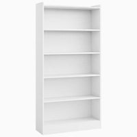 Modern Bookcase with 6 Tier Open Display Shelves, White Melamine -BM336953