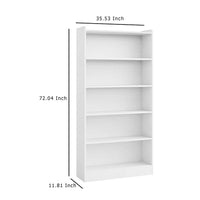 Modern Bookcase with 6 Tier Open Display Shelves, White Melamine -BM336953
