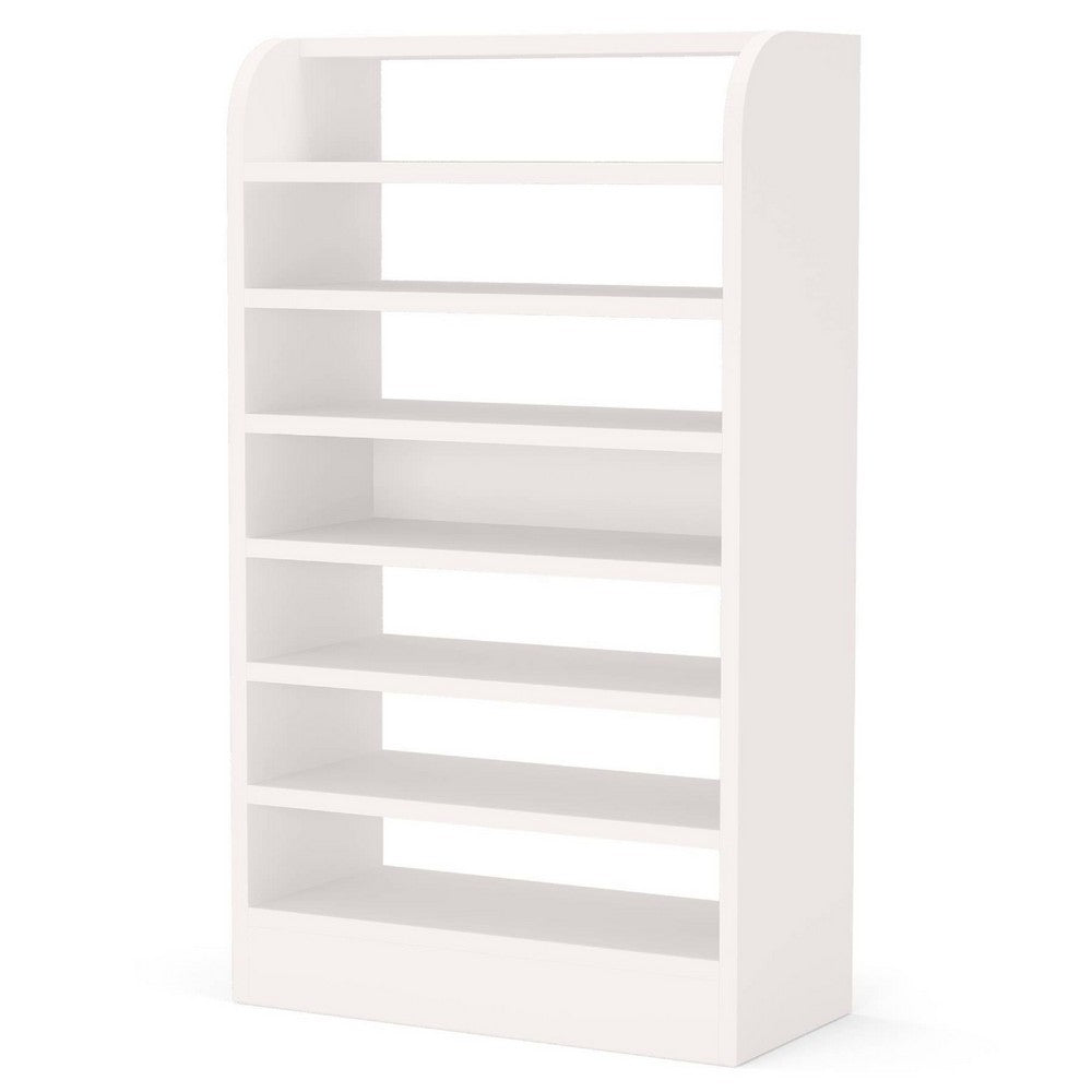 Shoe Rack with 8 Open Shelves and Storage Top, 26 x 47 White Wood -BM336954