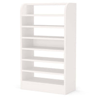 Shoe Rack with 8 Open Shelves and Storage Top, 26 x 47 White Wood -BM336954