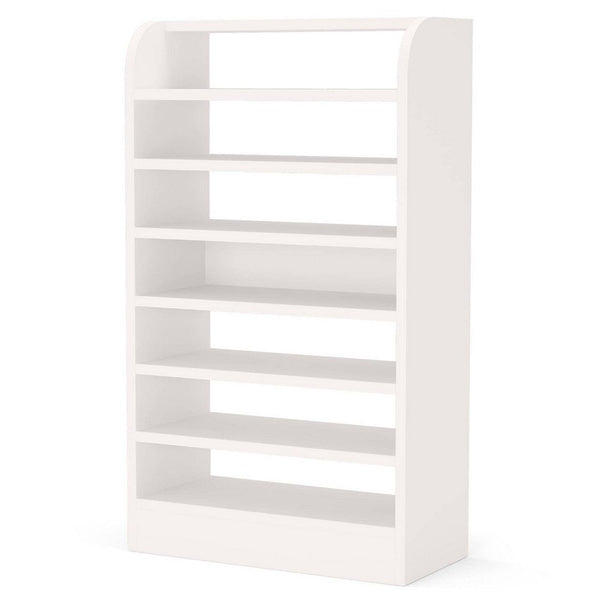Shoe Rack with 8 Open Shelves and Storage Top, 26 x 47 White Wood -BM336954