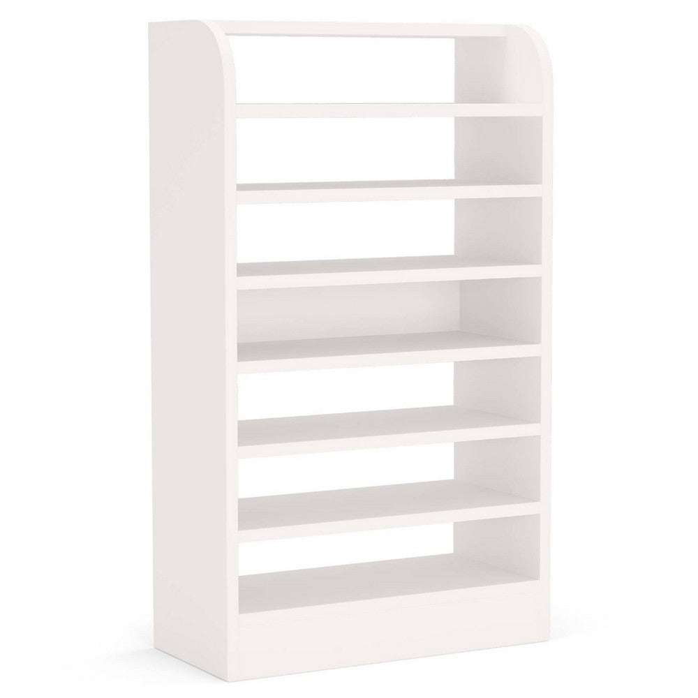 Shoe Rack with 8 Open Shelves and Storage Top, 26 x 47 White Wood -BM336954