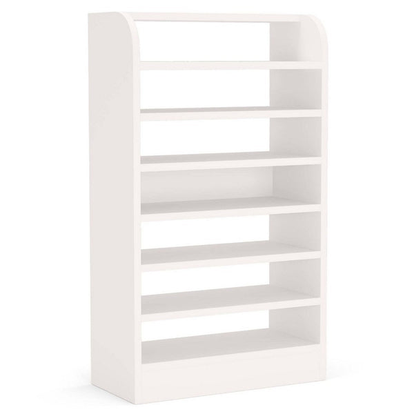 Shoe Rack with 8 Open Shelves and Storage Top, 26 x 47 White Wood -BM336954