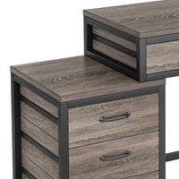 Computer Study Desk, 5 Gray Reversible Drawers, 39 Inch Taupe Gray -BM336956