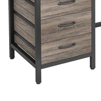 Computer Study Desk, 5 Gray Reversible Drawers, 39 Inch Taupe Gray -BM336956