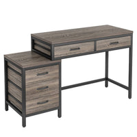 Computer Study Desk, 5 Gray Reversible Drawers, 39 Inch Taupe Gray -BM336956