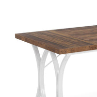 Modern Dining Table, 63 Inch Rectangular, Brown White Metal Legs -BM336959
