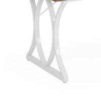 Modern Dining Table, 63 Inch Rectangular, Brown White Metal Legs -BM336959