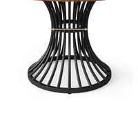 Farmhouse Dining Table, 47 Inch Brown Top, Hourglass Black Metal Base -BM336960